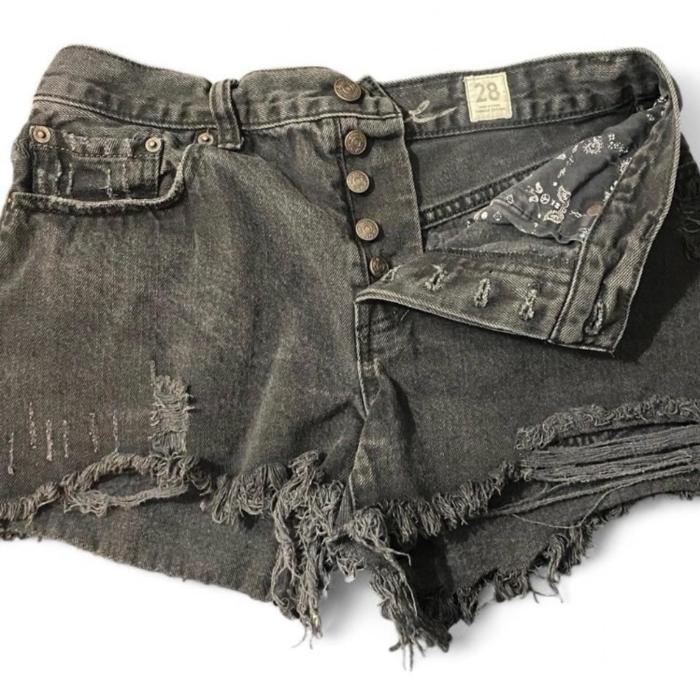 We The Free Distressed Black Jean Shorts